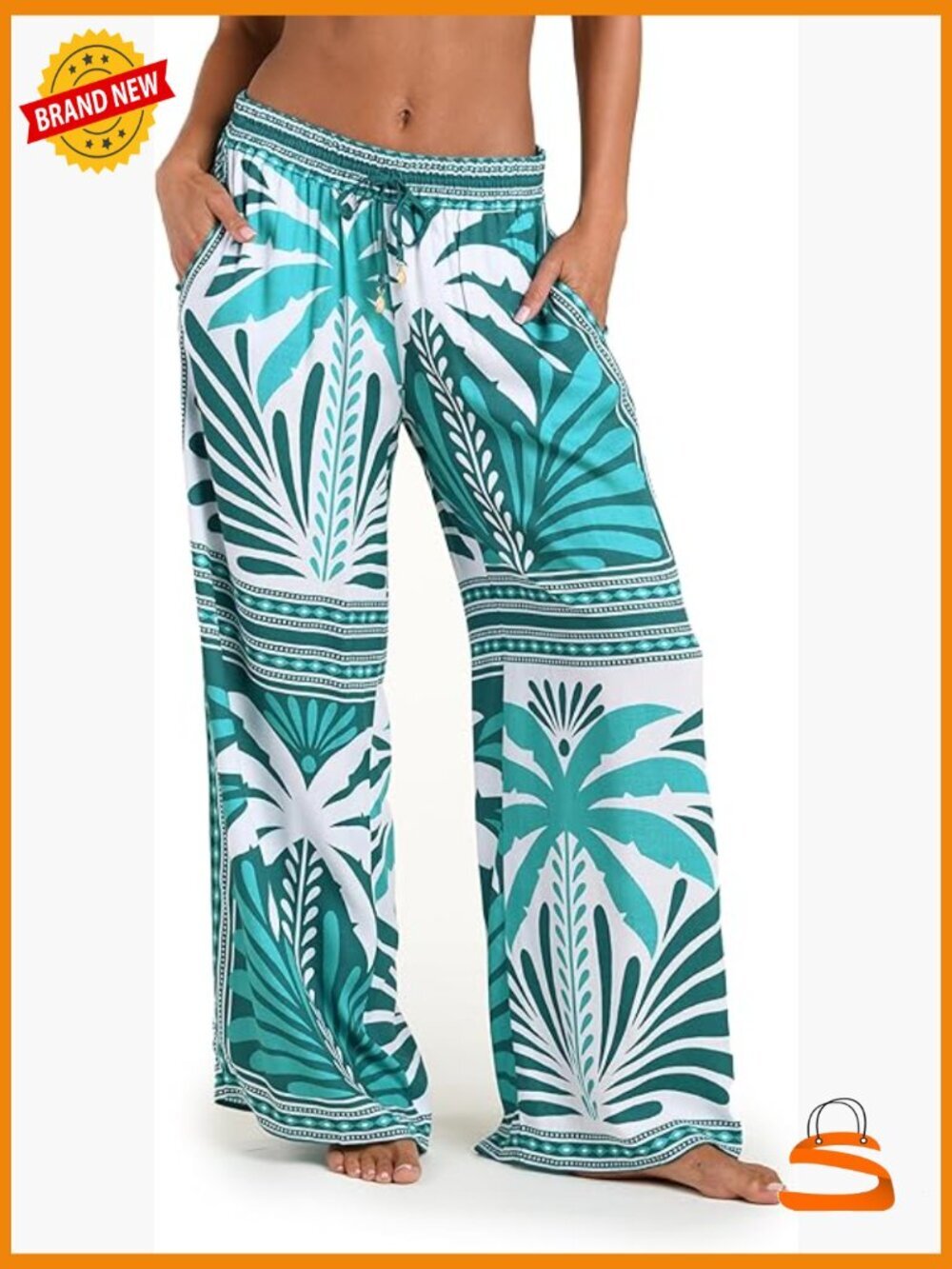 Palazzo Pant Swim Cover Up Wide Leg Beach Pants Tie Waist